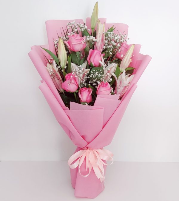 Pink Lilies Pink Roses Bouquet