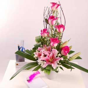 Pink Lilies Roses
