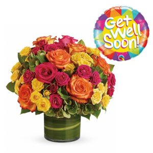 mix roses balloon vase