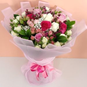 pink white flowers bouquet