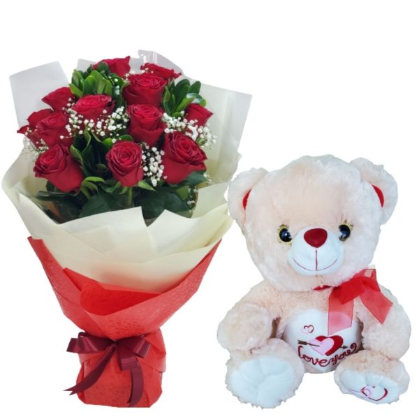 valentine's roses teddy