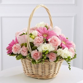 Light Pink Flowers Basket