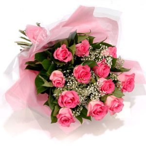 12 pink roses bouquet