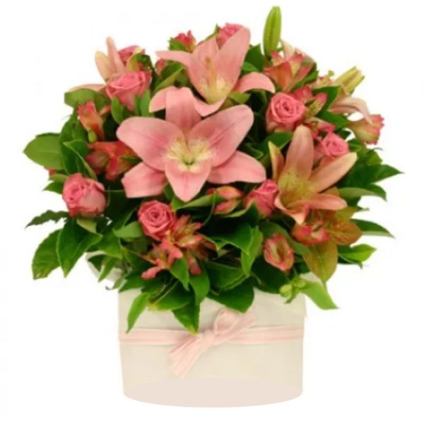 Pastel pink flower box