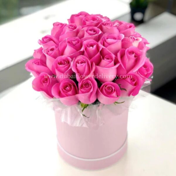 pink roses in box