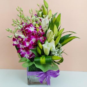 Lilies and Orchids Vase Dubai