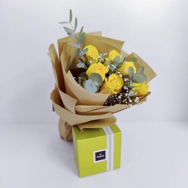 yellow roses bouquet chocolates