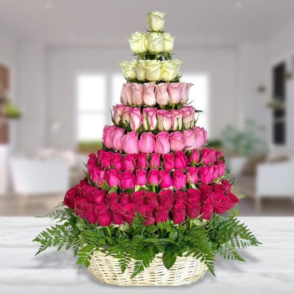 71 roses pyramid shape