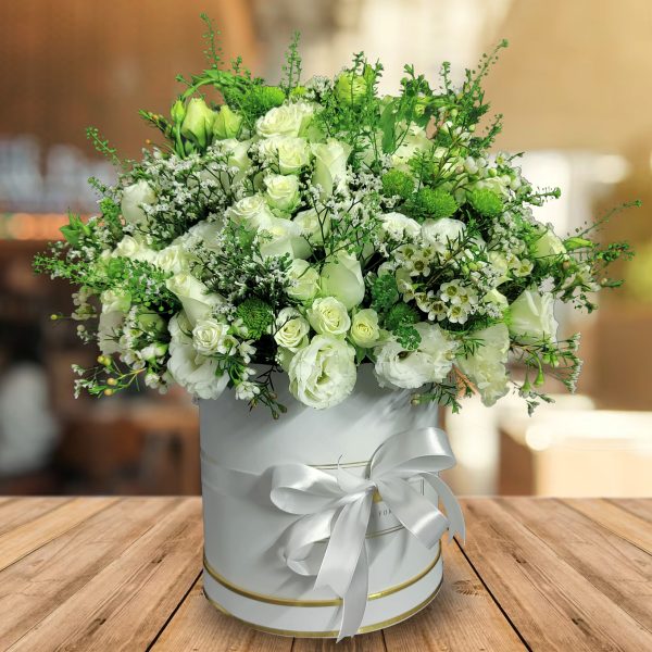 white flowers in box