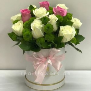 light color flowers in box