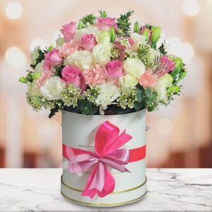 pink white flower box