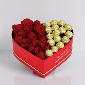 red roses ferrero heart