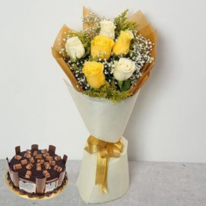 cake-and-yellow-white-roses