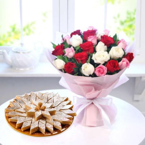 bouquet-and-kaju-katli