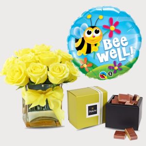 Get Well Soon Roses, Chocolates Compo Pack
