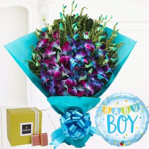 Baby Boy Orchid Bouquet Combo Online