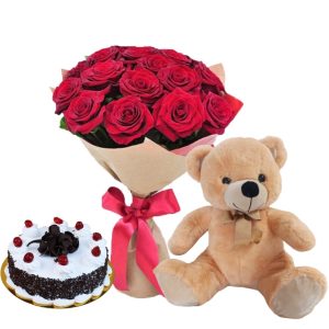 Combo Gift for Birthday – Flowers, Cake, Teddy