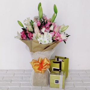 Bouquet of Mixed Flowers and Patchi Chocolates