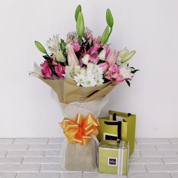 Bouquet of Mixed Flowers and Patchi Chocolates