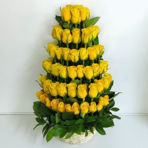51 Yellow Roses Basket for Same-day Delivery