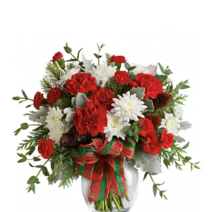 Christmas Greetings with Beautiful Flower Arrangement
