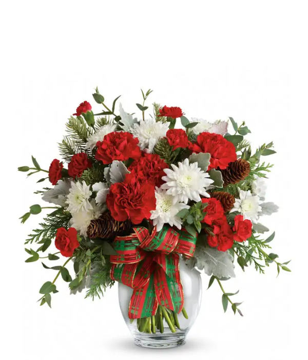 Christmas Greetings with Beautiful Flower Arrangement