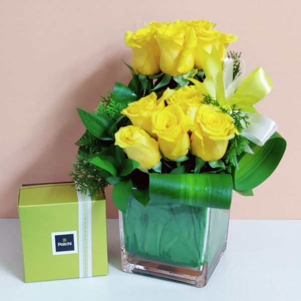 10 Yellow Roses Patchi Combination Gift