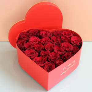 25 Red Roses Heart Shape Box Arrangement