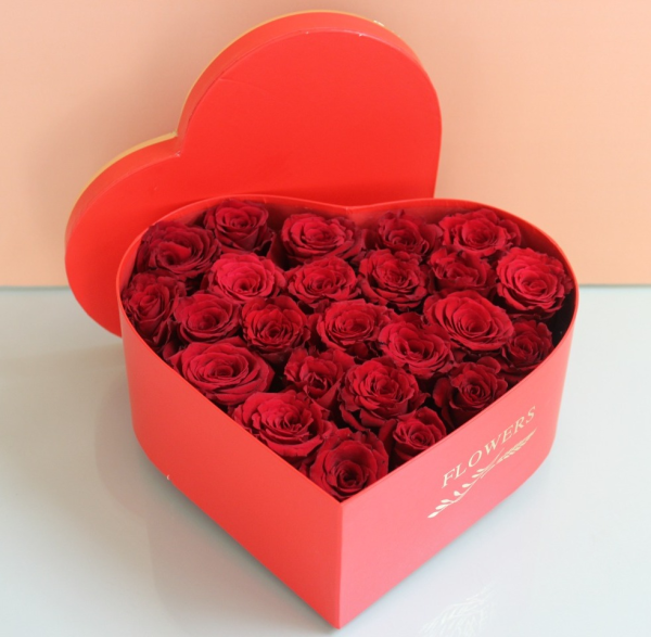 25 Red Roses Heart Shape Box Arrangement