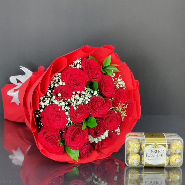 15 Roses Bouquet & Ferrero